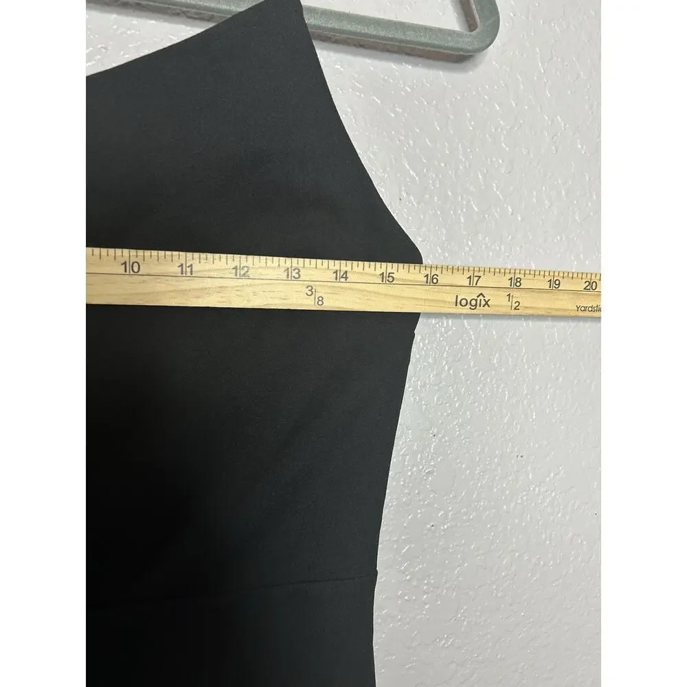 Lulus Shape the Night Black LBD Asymmetrical‎ Midi Dress Bodycon Sleeveless XL